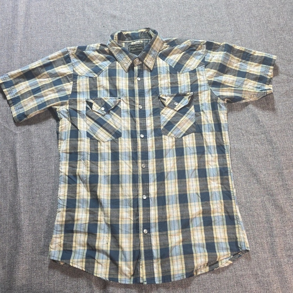 High Noon Pearlsnap Men's Short Sleeve Plaid Casual Shirt M Regular